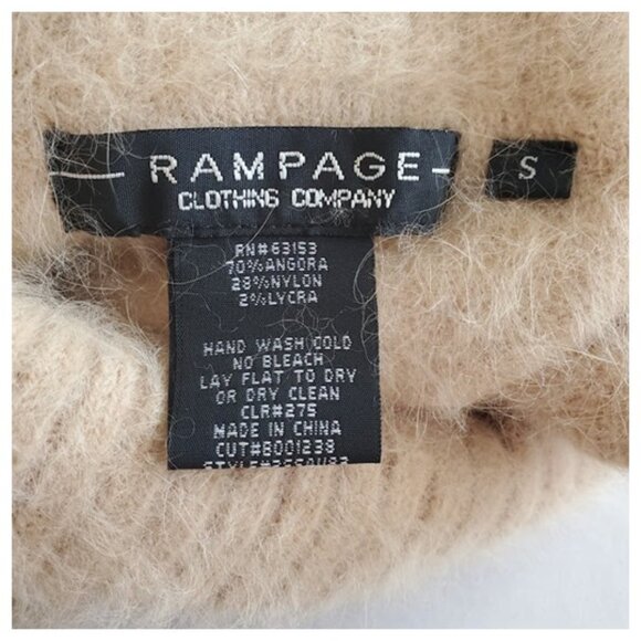 Vintage Y2K Rampage Angora Tan Sleeveless Turtleneck Sweater Size S Layer Cozy - Picture 5 of 6